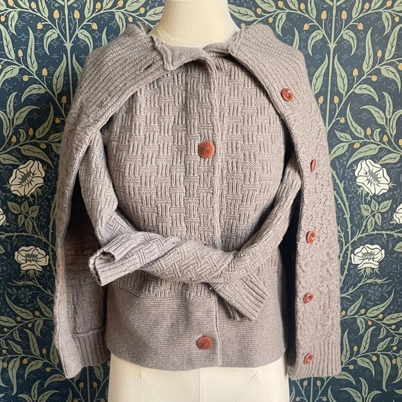 sleeping on snow Sweaters - Anthropology Sleeping on Snow Beige Knit Cardigan Sweater Cape Wool Blend